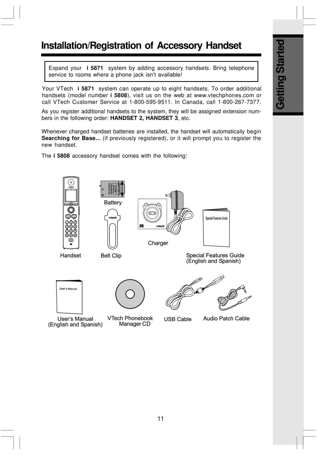 VTech i 5808 important safety instructions Installation/Registration of Accessory Handset 