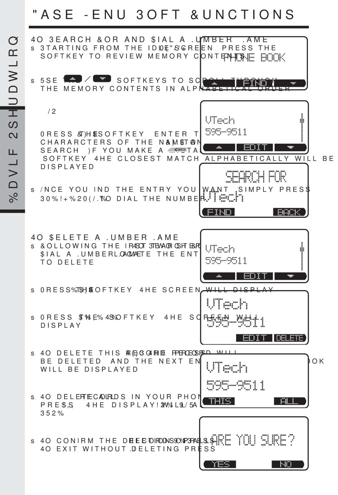 VTech I 5858 user manual To Search For and Dial a Number/ Name, To Delete a Number/Name 