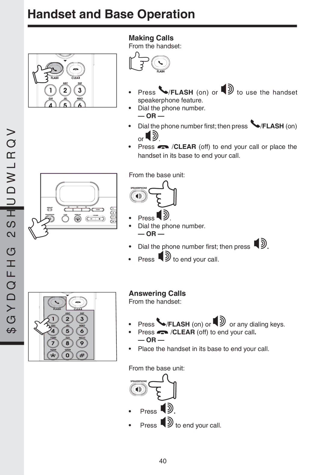 VTech I 5858 user manual Handset and Base Operation, Making Calls, Answering Calls 