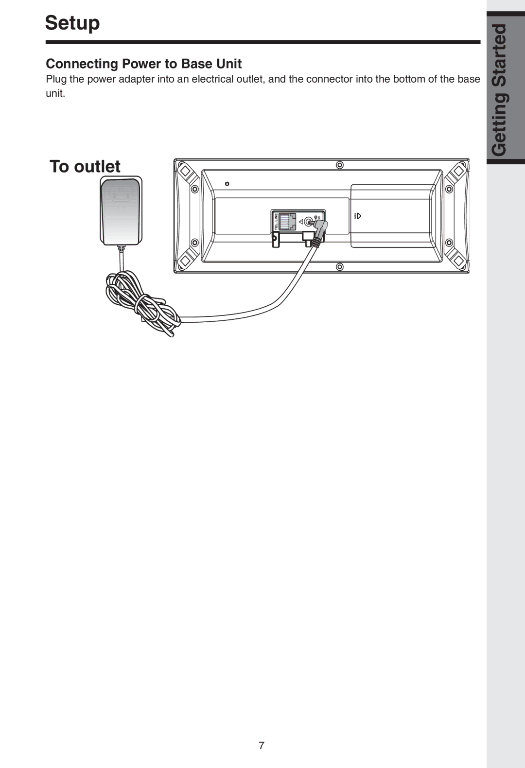 VTech I 5858 user manual Setup, Connecting Power to Base Unit 