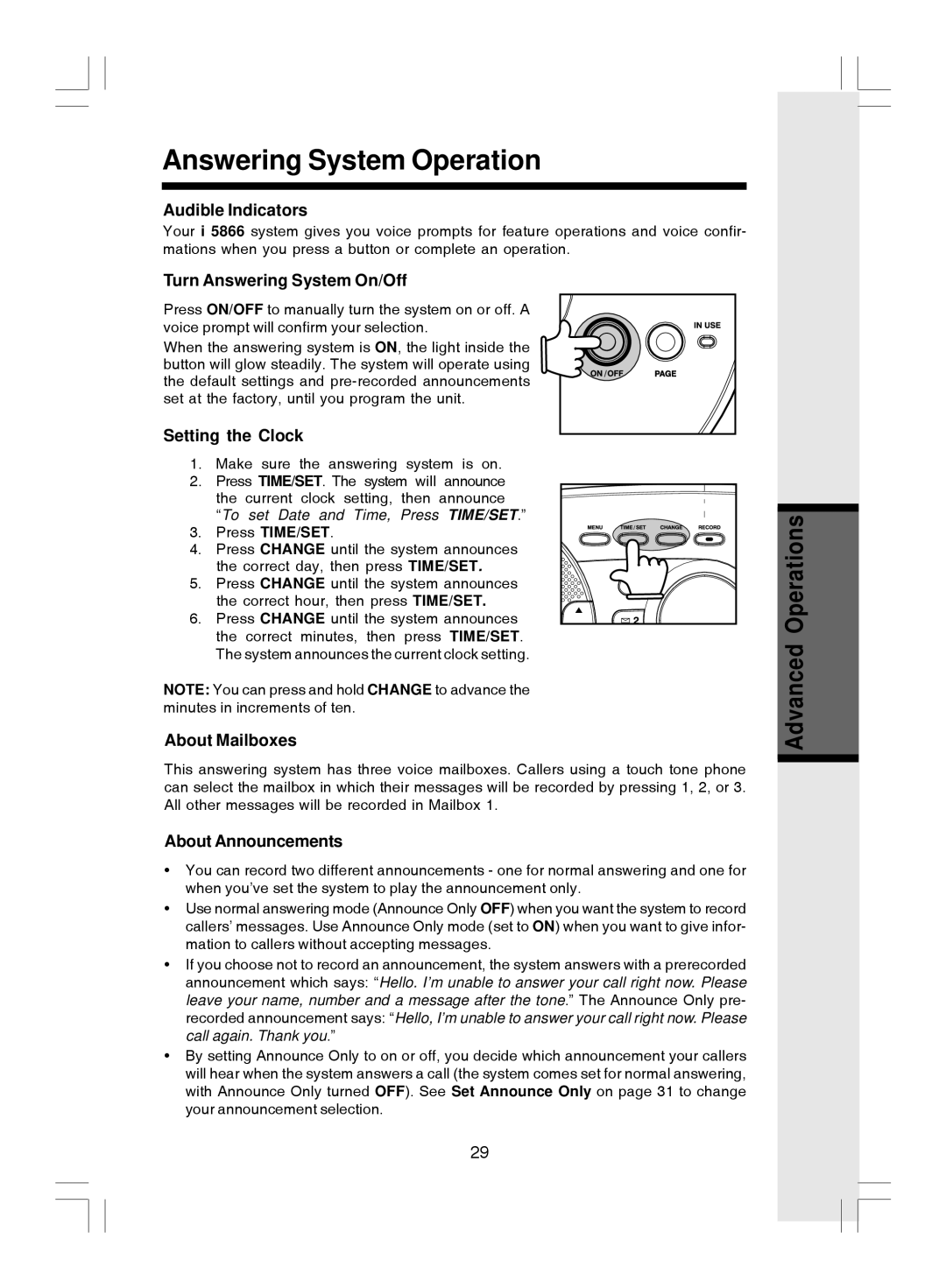 VTech i 5866 important safety instructions Answering System Operation 