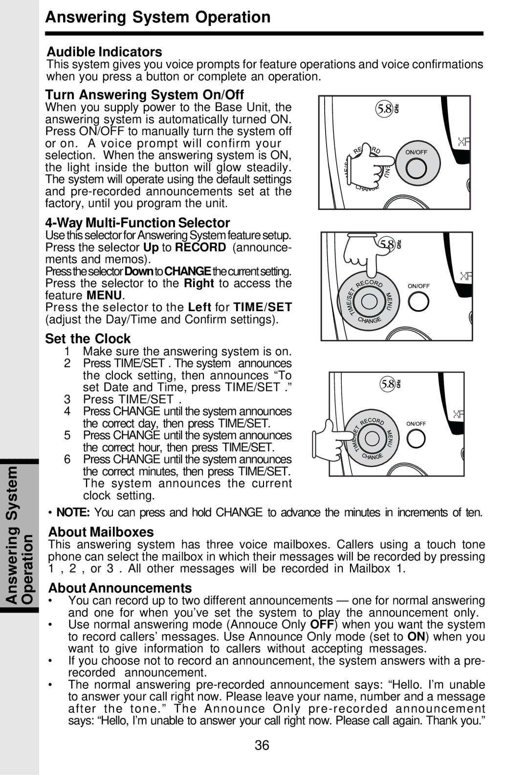 VTech i 5881 important safety instructions Answering System Operation 