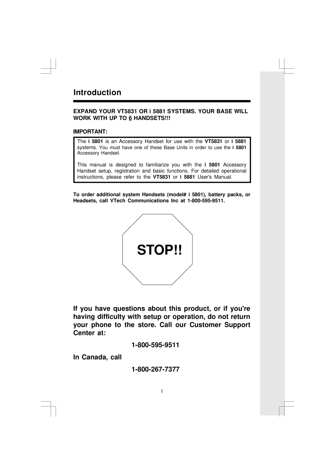 VTech i 5881 user manual Stop, Introduction 