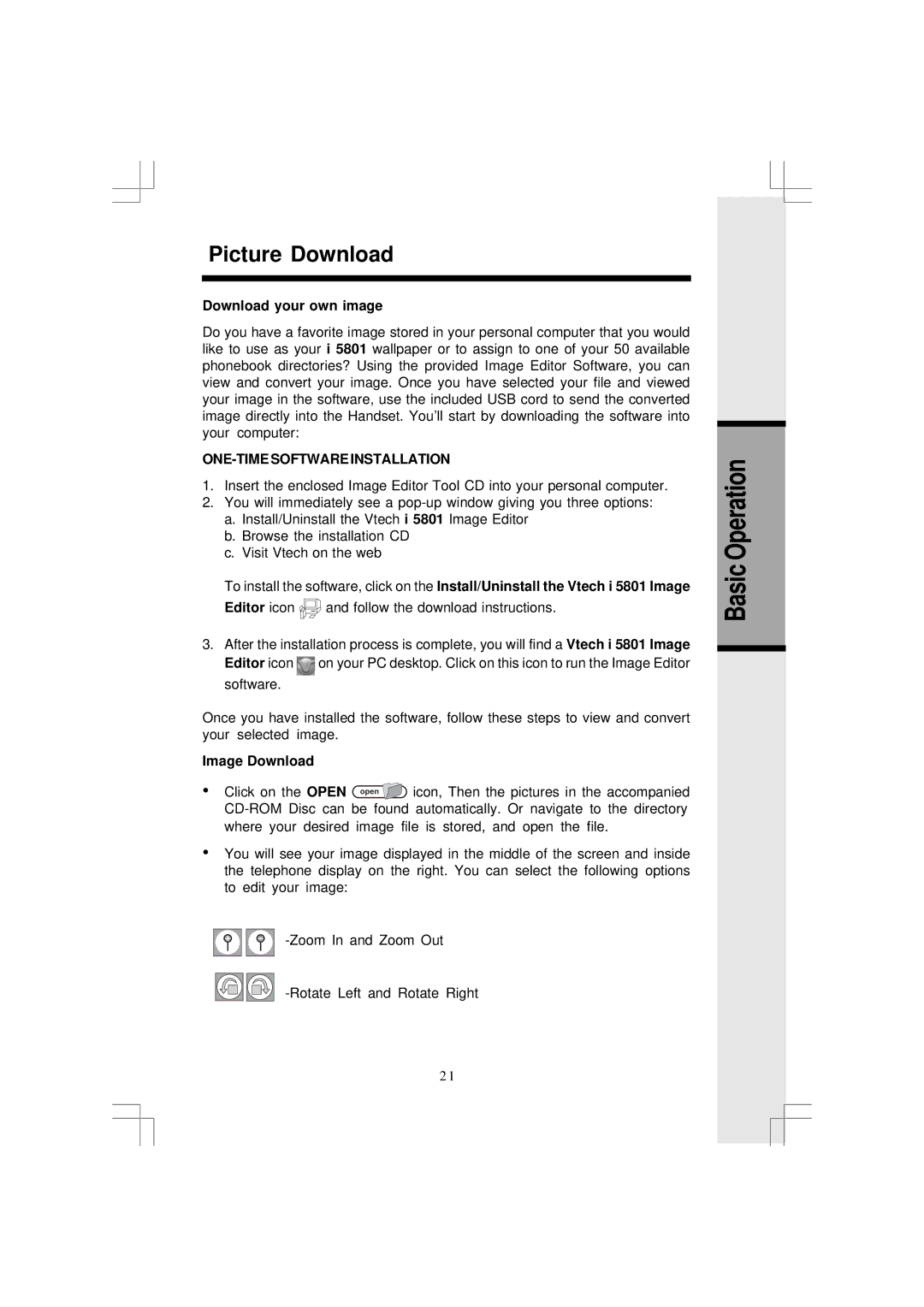 VTech i 5881 user manual Picture Download, Download your own image, Image Download Click on the Open 