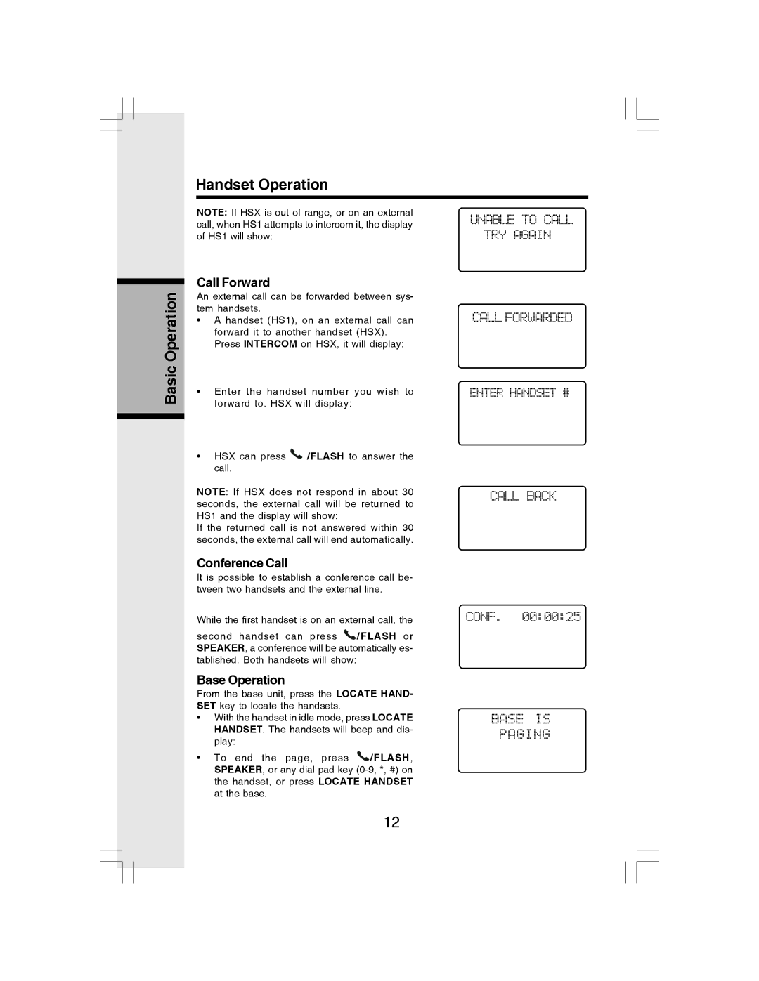 VTech i 6773 manual Call Forward, Conference Call, Base Operation 