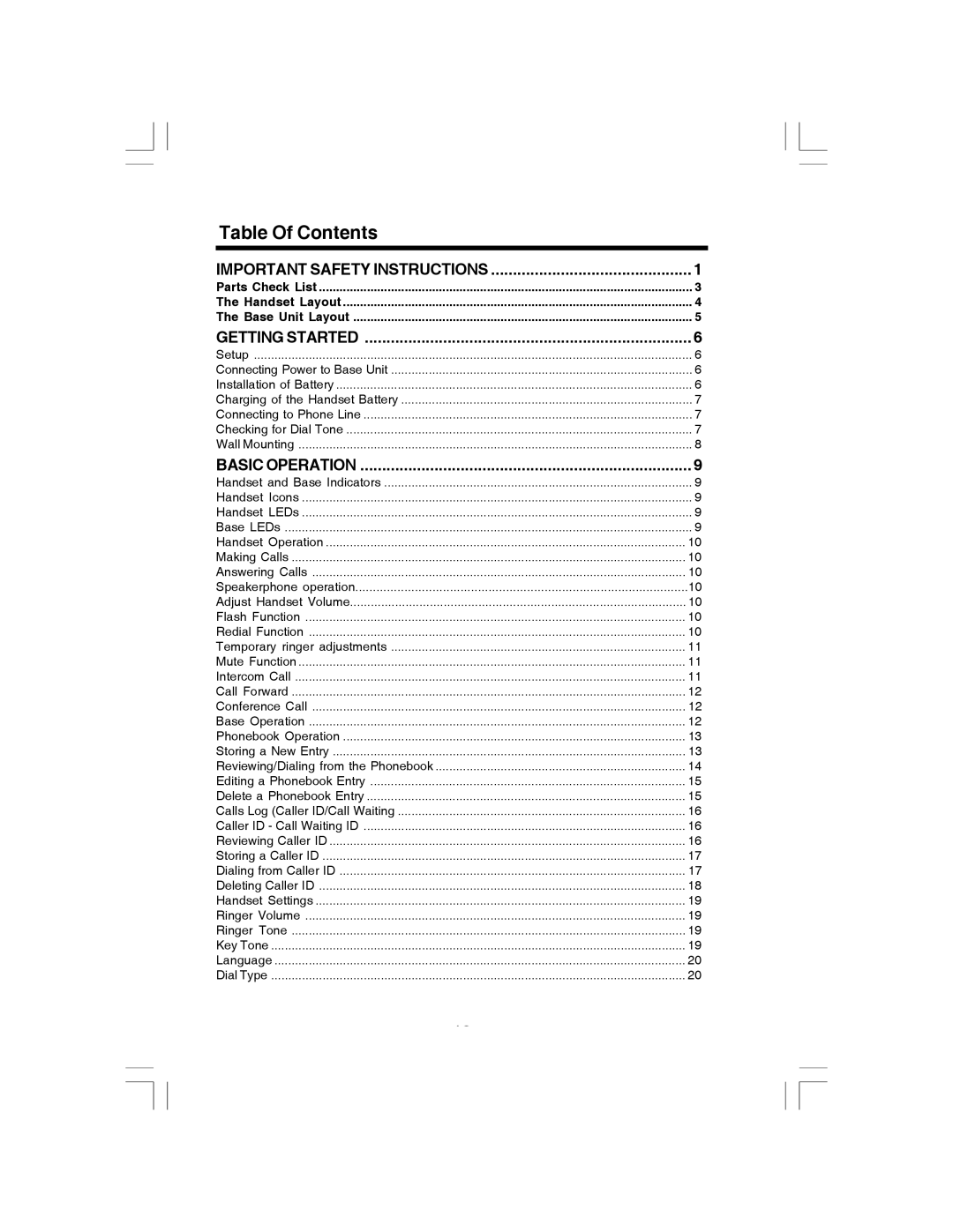 VTech i 6773 manual Table Of Contents 