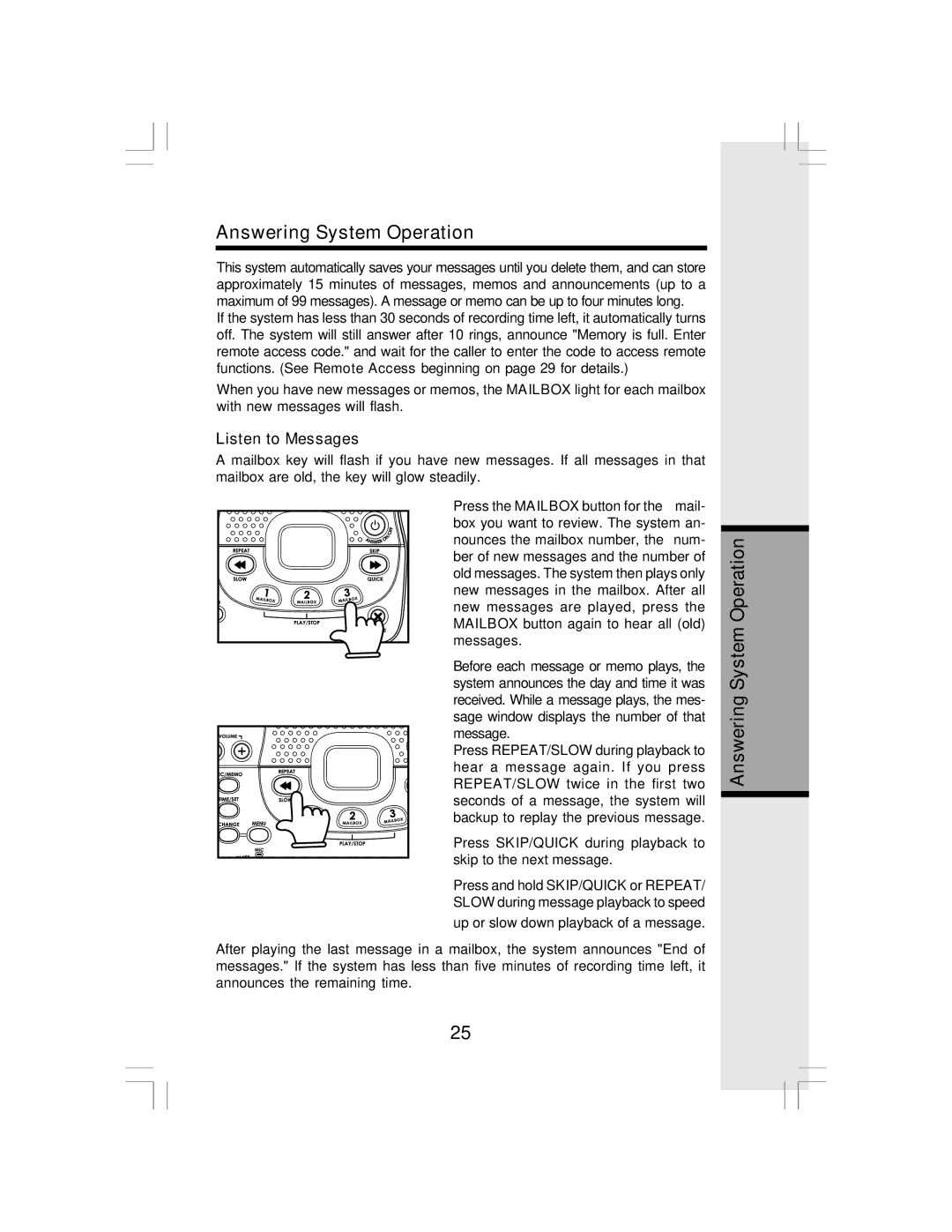 VTech I 6783 important safety instructions Listen to Messages 