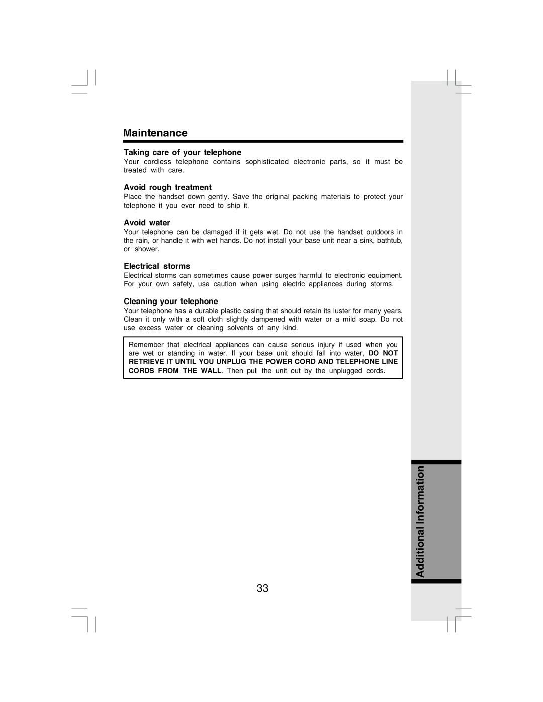 VTech I 6783 important safety instructions Maintenance 