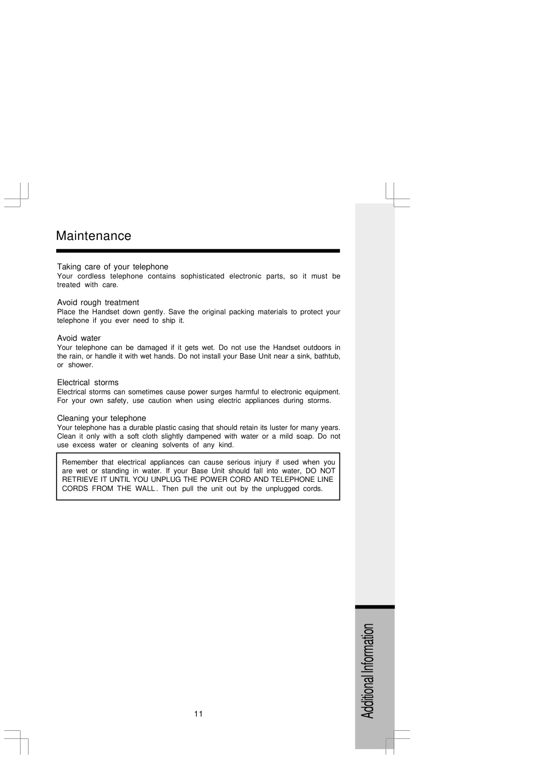 VTech I5808 manual Maintenance 