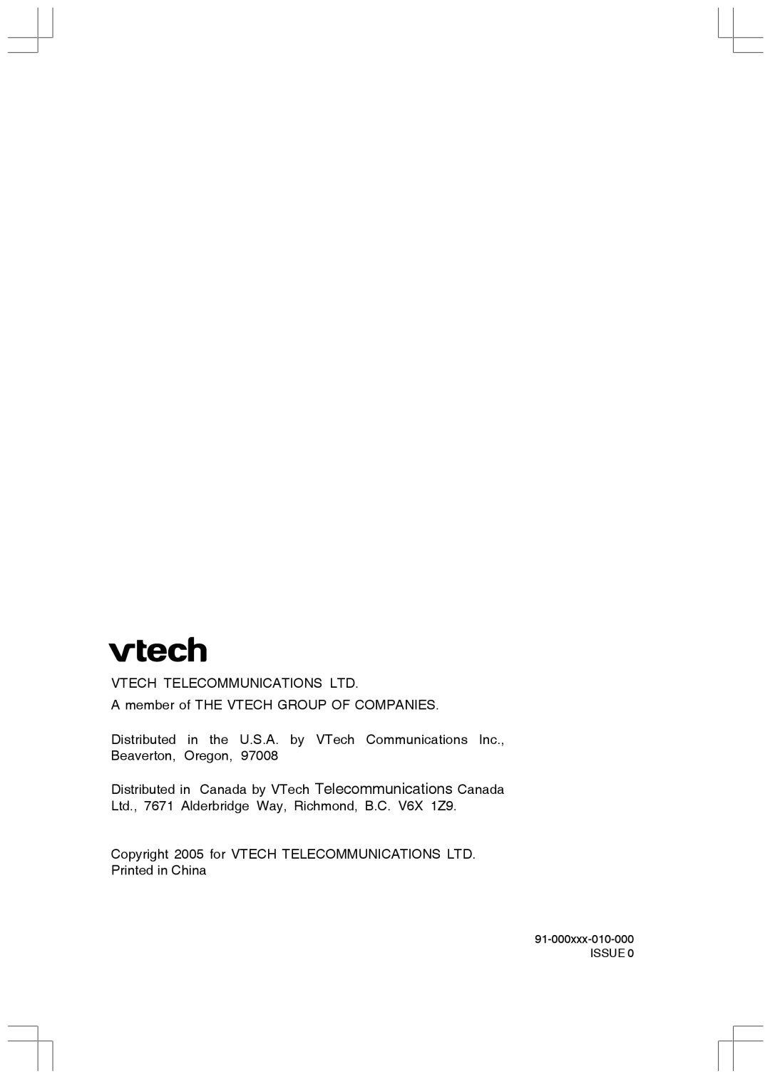 VTech I5808 manual Issue 