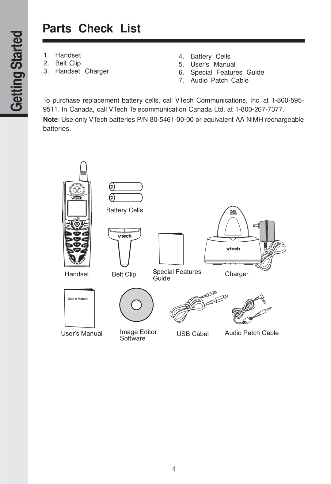 VTech I5857, I5866, I 5867 user manual Getting Started Parts Check, List 