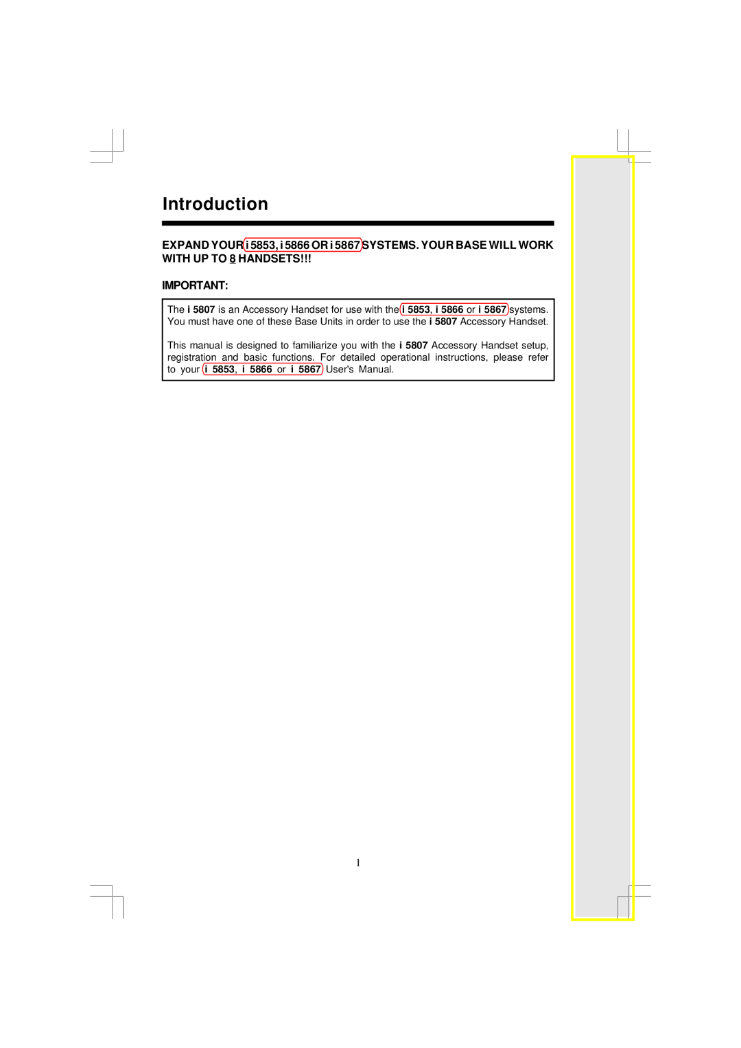 VTech I5857, I5866, I 5867 user manual Introduction 