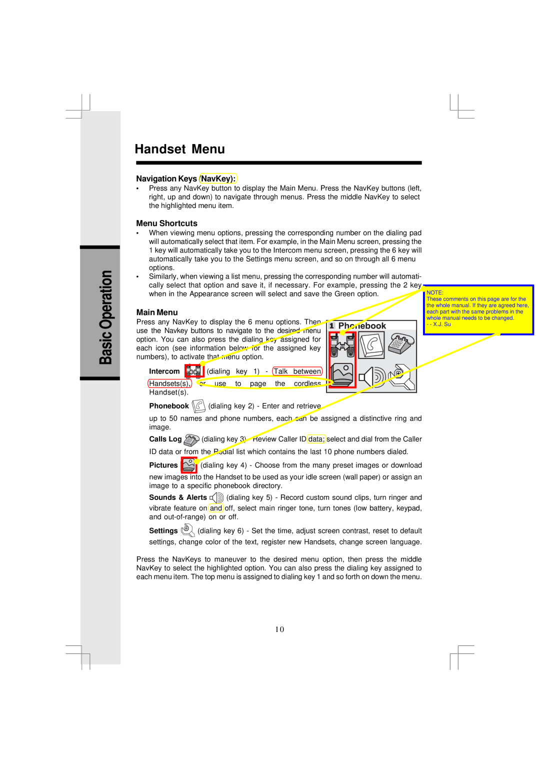 VTech I5866, I5867 user manual Handset Menu, Navigation Keys NavKey, Menu Shortcuts, Main Menu, Intercom 