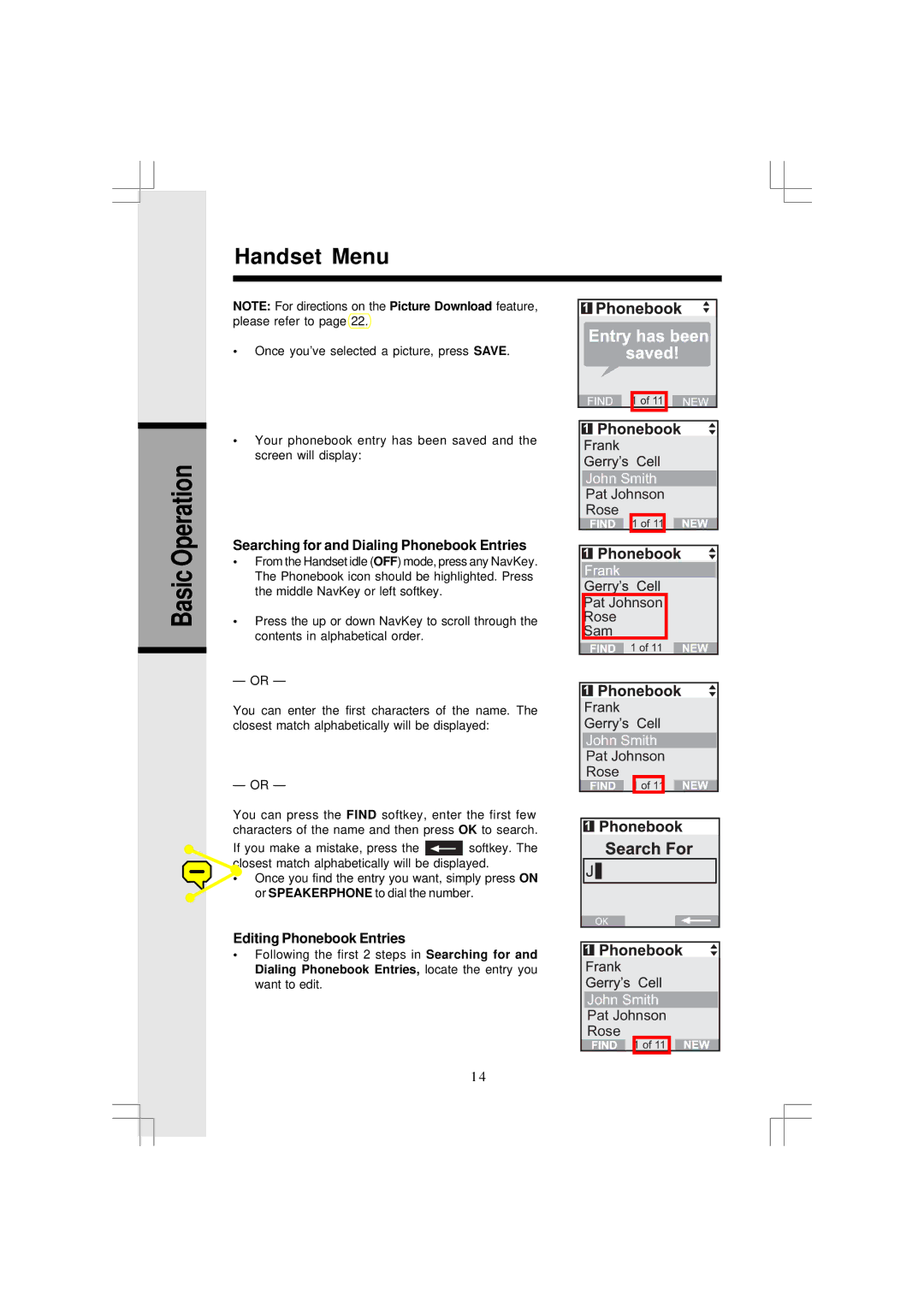 VTech I5866, I5867 user manual Searching for and Dialing Phonebook Entries, Editing Phonebook Entries 