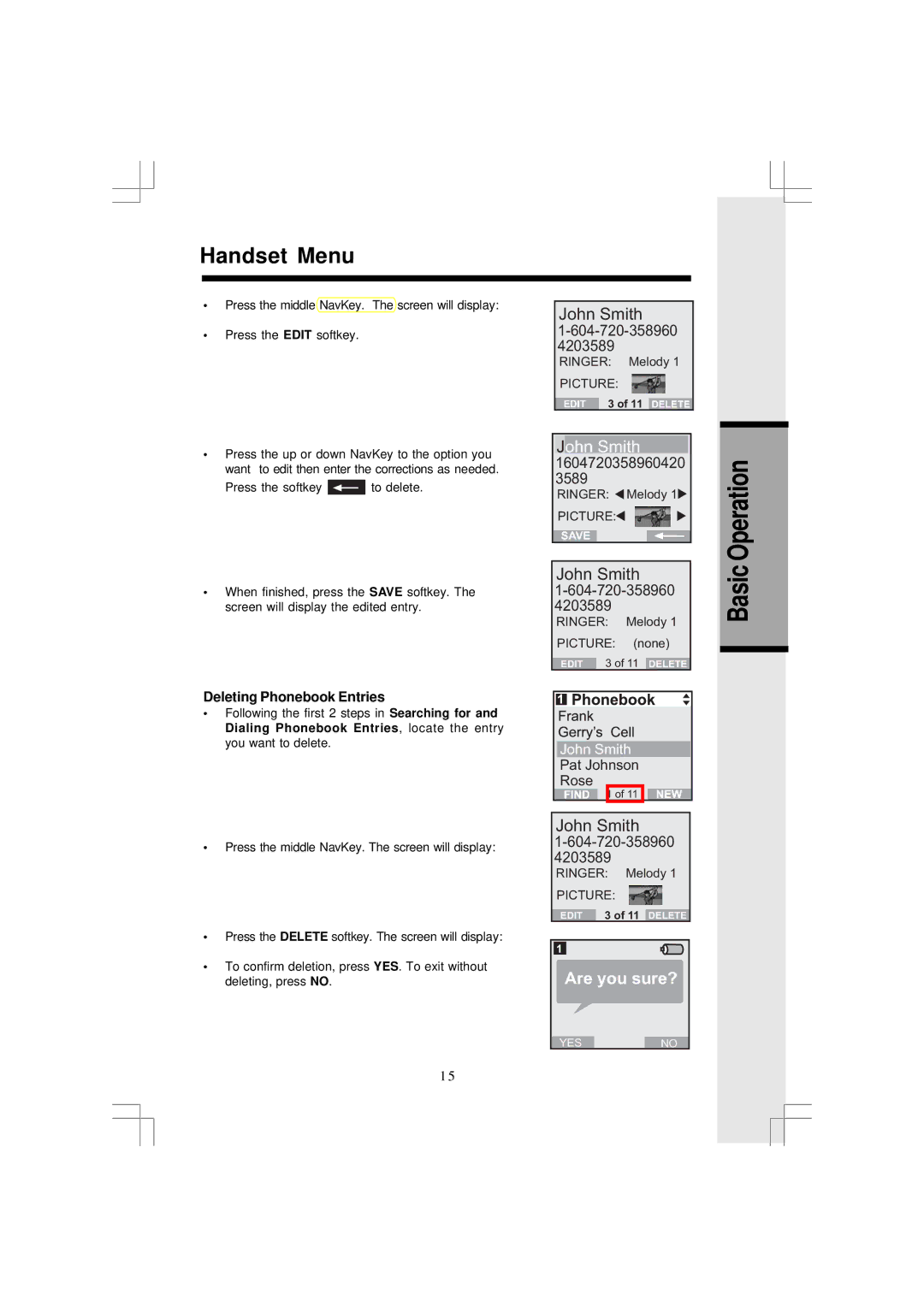 VTech I5867, I5866 user manual Operation, Deleting Phonebook Entries 