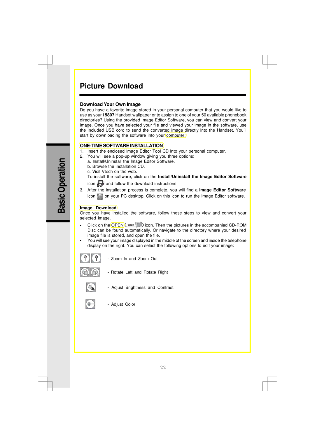 VTech I5866, I5867 user manual Basic Operation Picture Download, Download Your Own Image, Image Download 