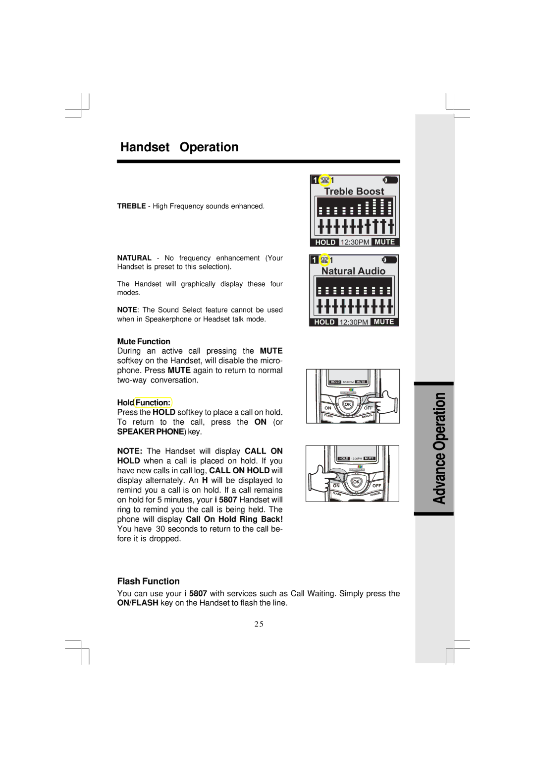 VTech I5867, I5866 user manual Handset Operation, Mute Function, Hold Function, Speaker Phone key 