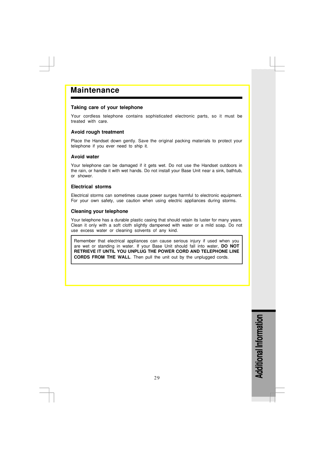 VTech I5867, I5866 user manual Maintenance 