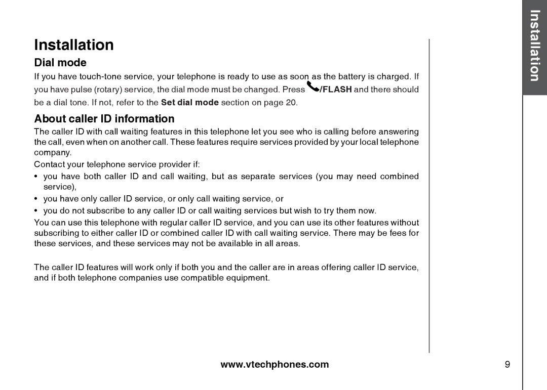 VTech 5873, i5871 important safety instructions Dial mode, About caller ID information 