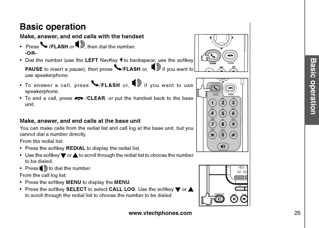 VTech 5873, i5871 important safety instructions Basic operation, Make, answer, and end calls with the handset 