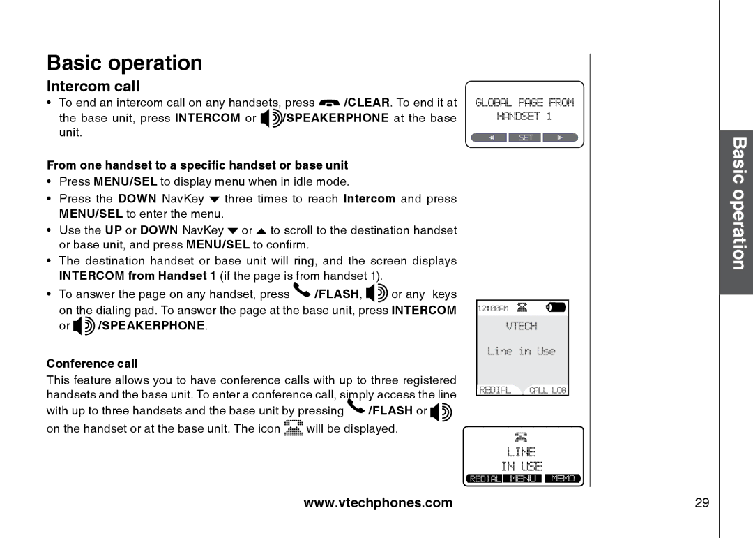 VTech 5873, i5871 From one handset to a specific handset or base unit, Or /SPEAKERPHONE Conference call, Flash or 