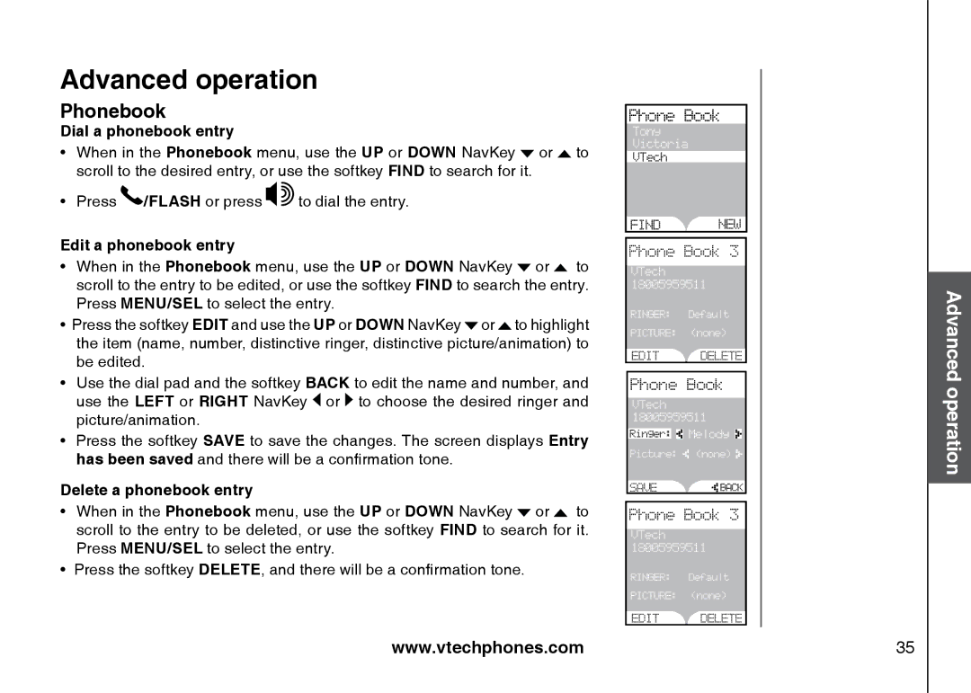 VTech 5873, i5871 important safety instructions Dial a phonebook entry, Edit a phonebook entry, Delete a phonebook entry 