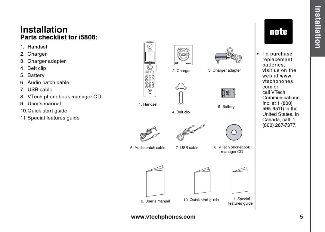 VTech 5873, i5871 important safety instructions Installation 