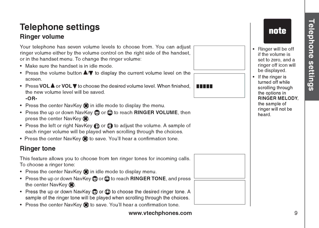 VTech I6717 important safety instructions Ringer volume, Ringer tone 