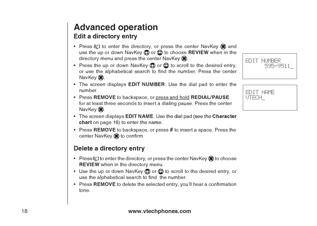 VTech I6717 important safety instructions Edit a directory entry, Delete a directory entry 