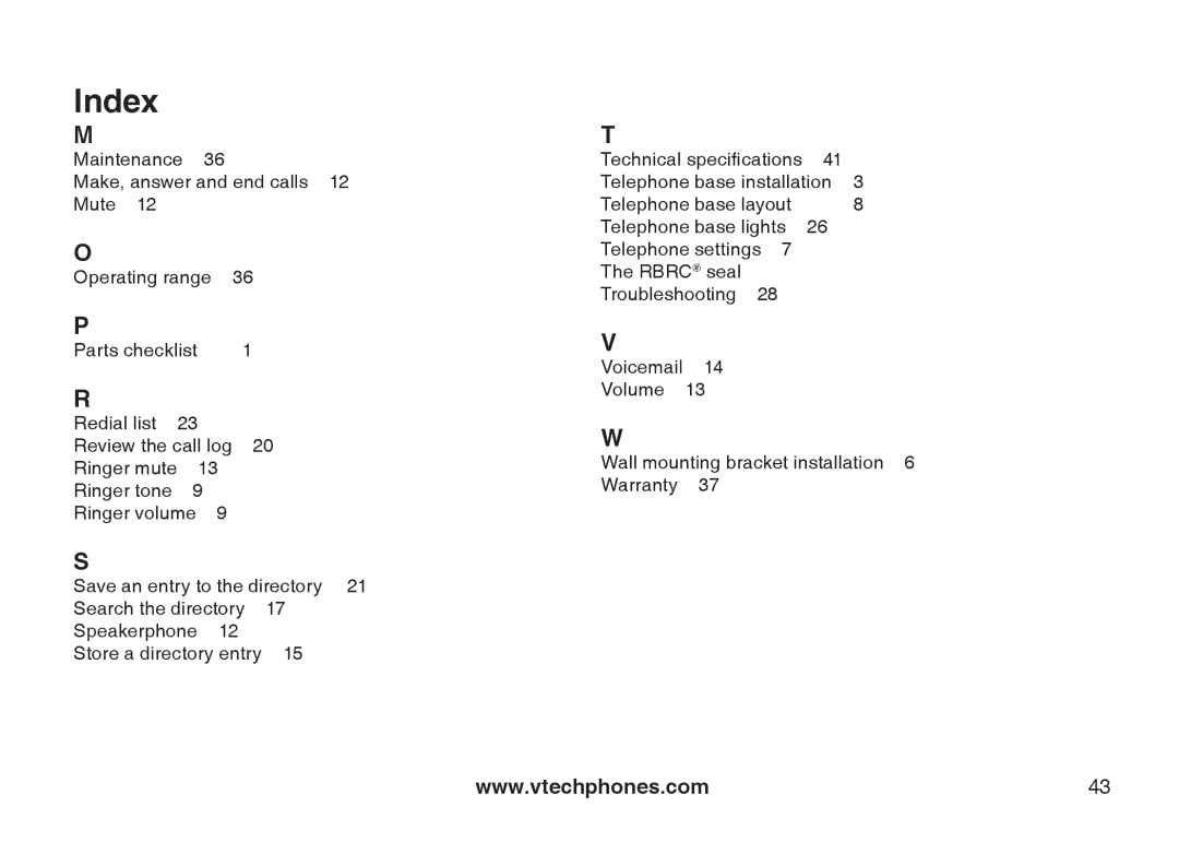 VTech I6717 important safety instructions Store a directory entry 