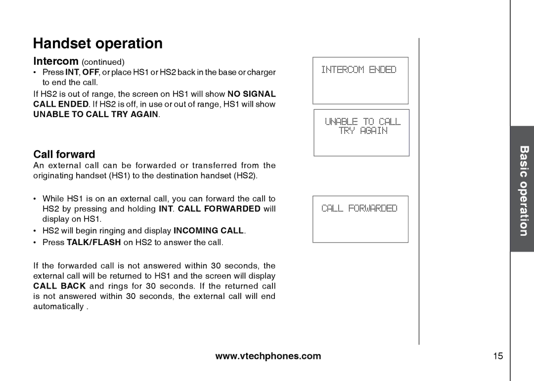 VTech I6725 manual Call forward 