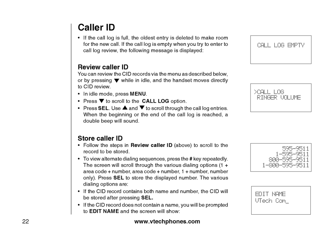 VTech I6725 manual Review caller ID, Store caller ID 