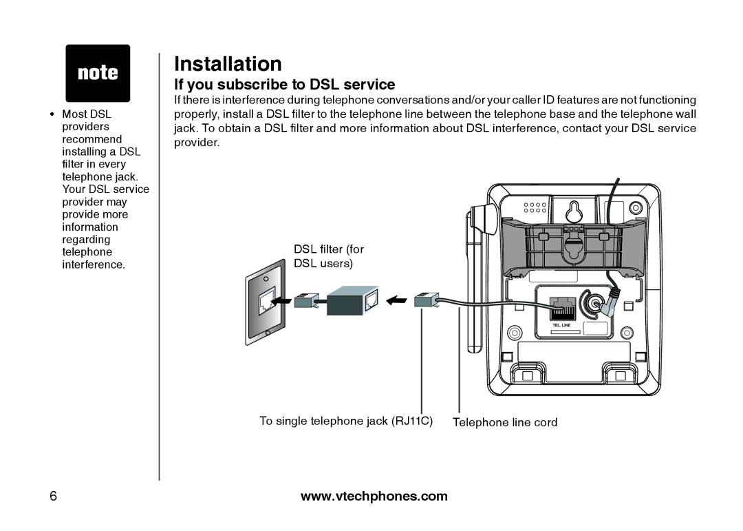 VTech I6727 user manual If you subscribe to DSL service 