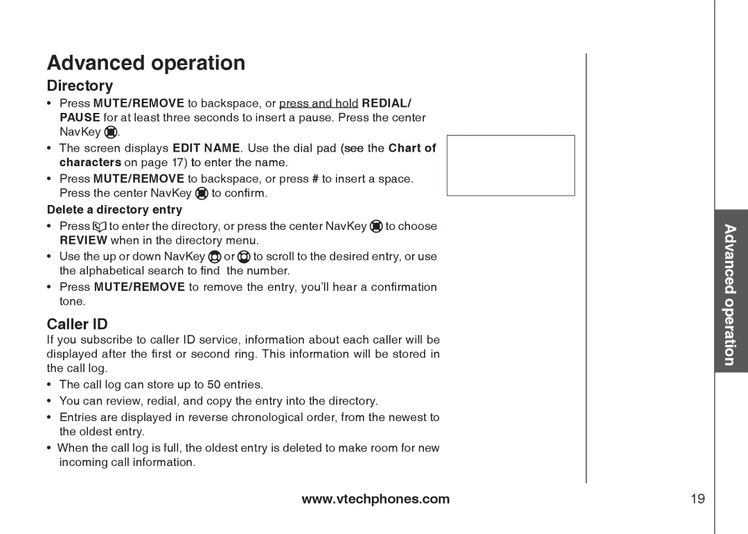 VTech I6727 user manual Caller ID, Delete a directory entry 