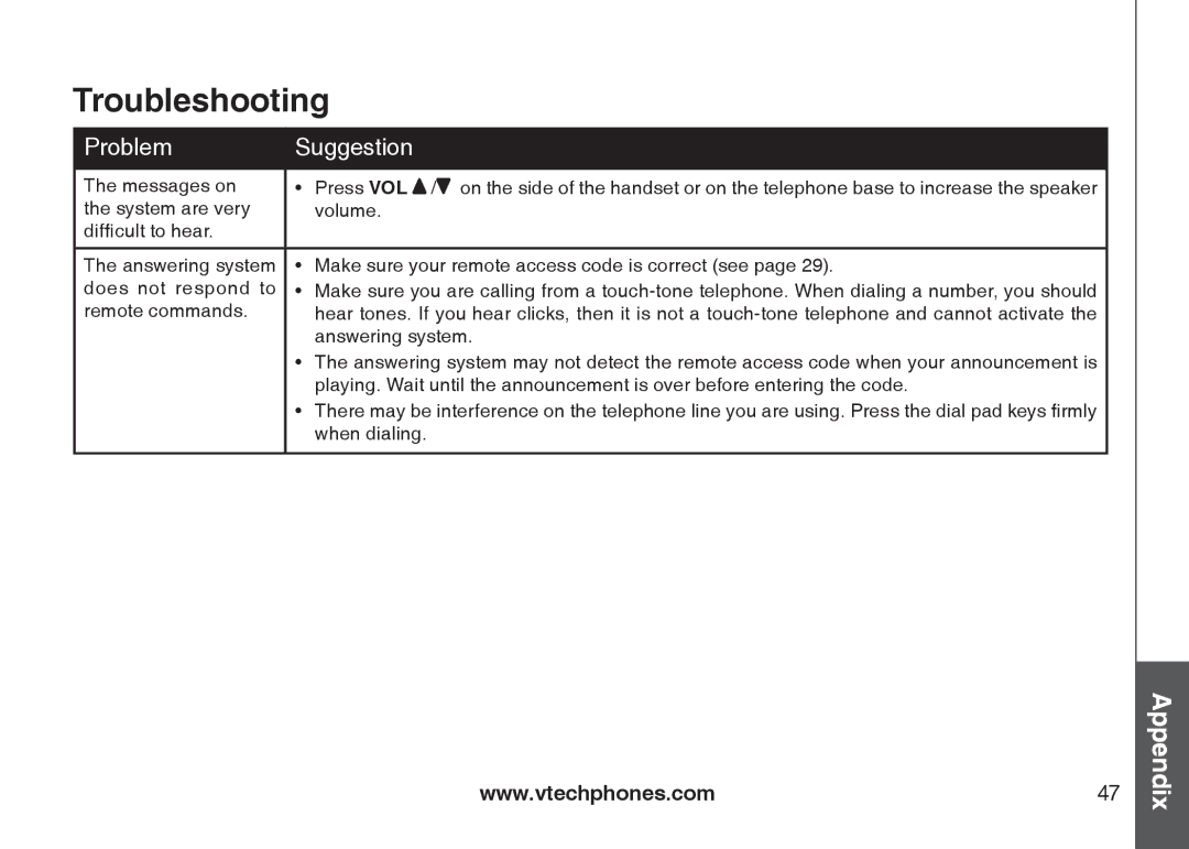 VTech i6777, I6768, I6787 important safety instructions Troubleshooting 