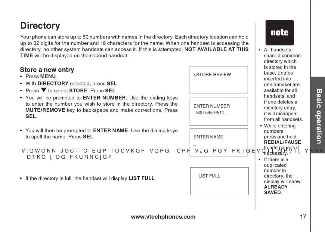 VTech i6775 user manual Directory, Store a new entry 