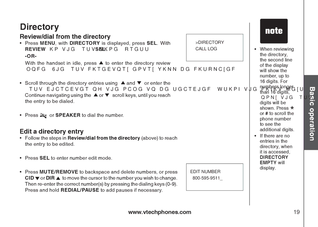 VTech i6775 user manual Review/dial from the directory, Edit a directory entry 