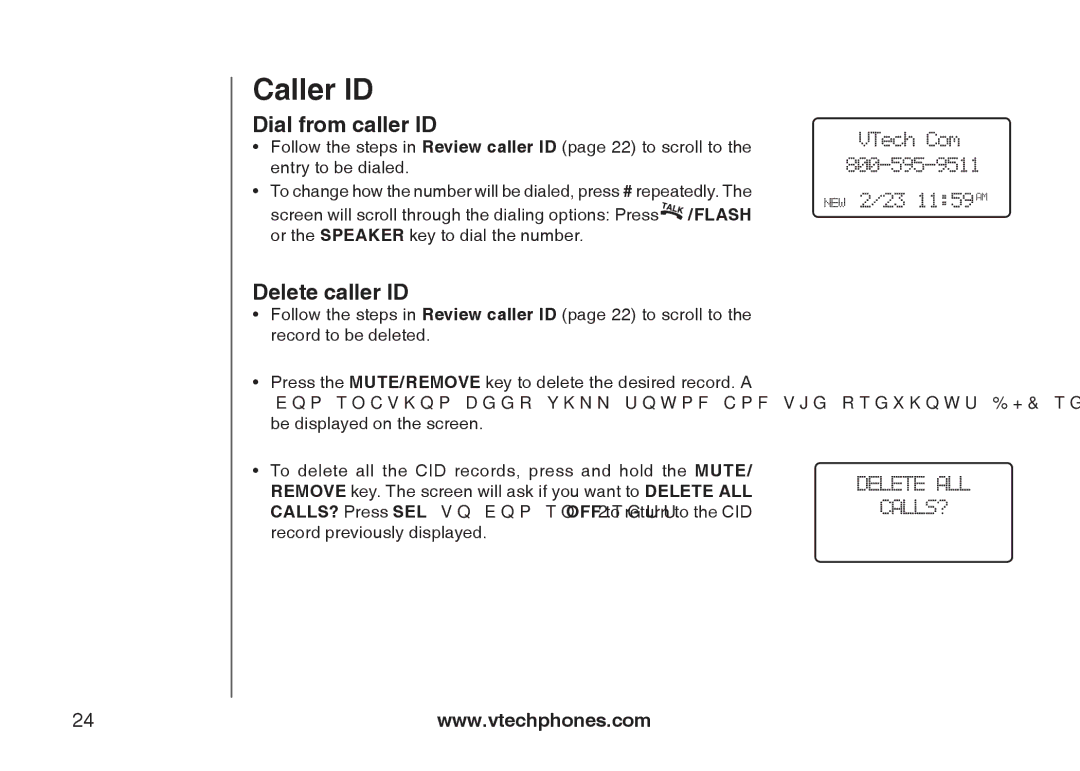 VTech i6775 user manual Dial from caller ID, Delete caller ID 