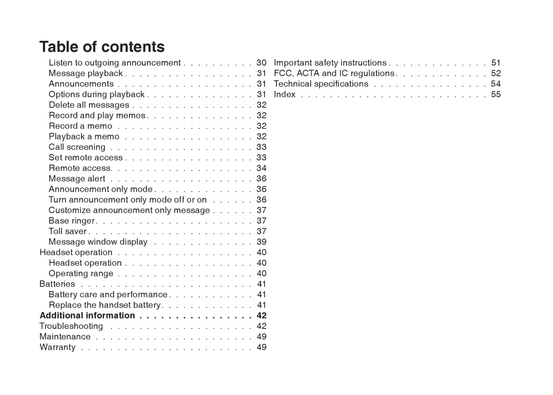 VTech i6775 user manual Additional information 