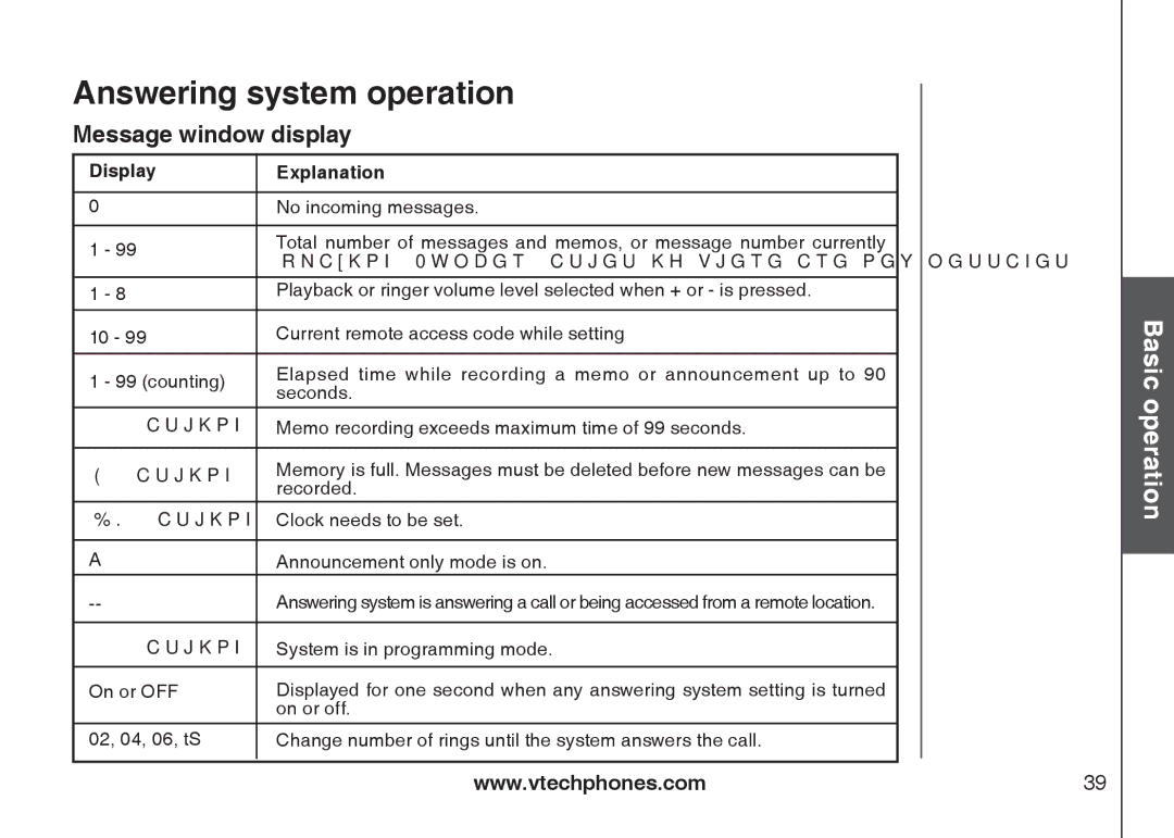 VTech i6775 user manual Message window display, Display Explanation 