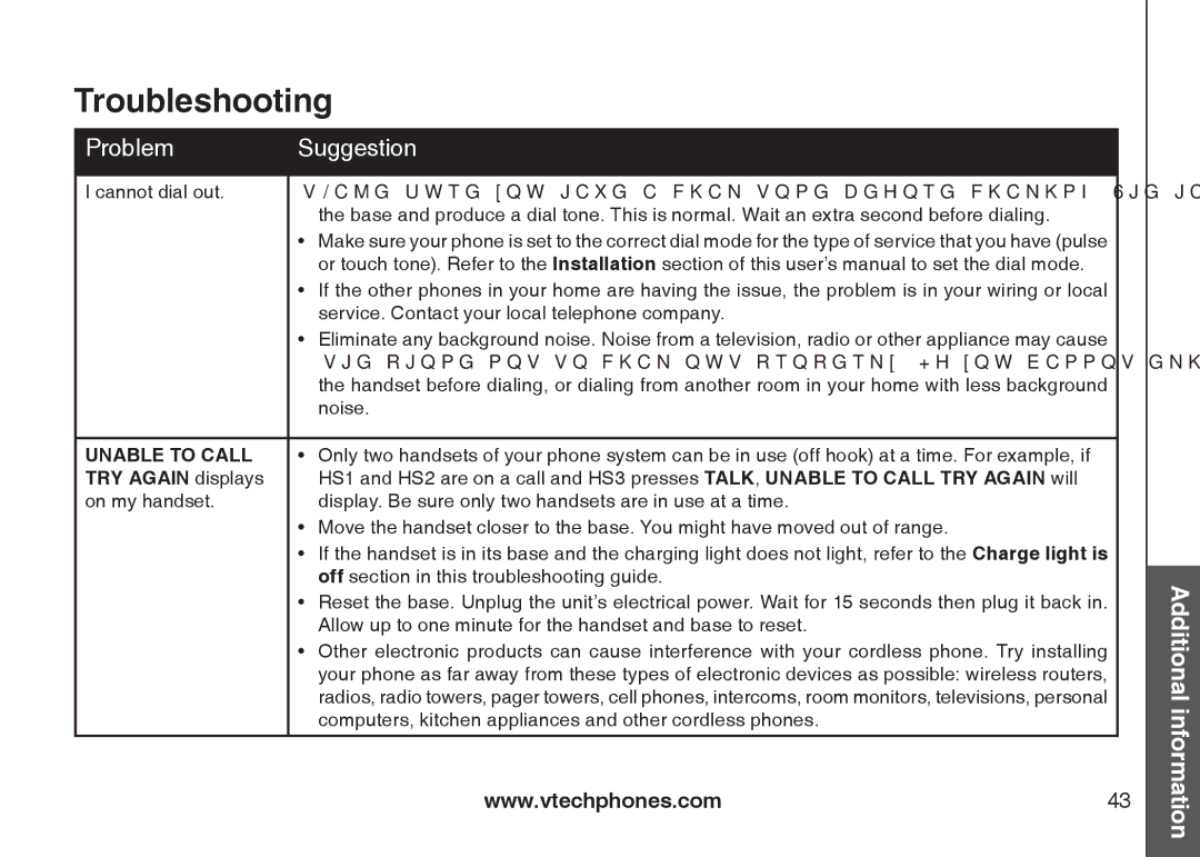 VTech i6775 user manual Unable to Call, TRY Again displays 