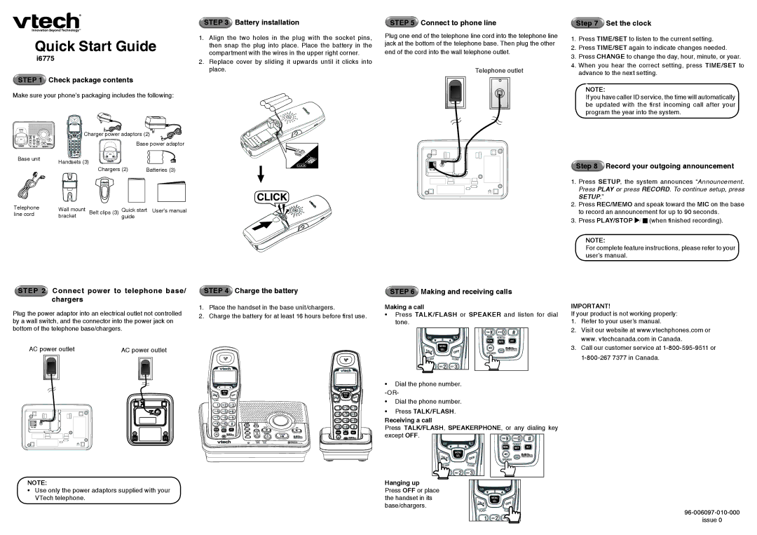 VTech i6775 quick start Quick Start Guide 