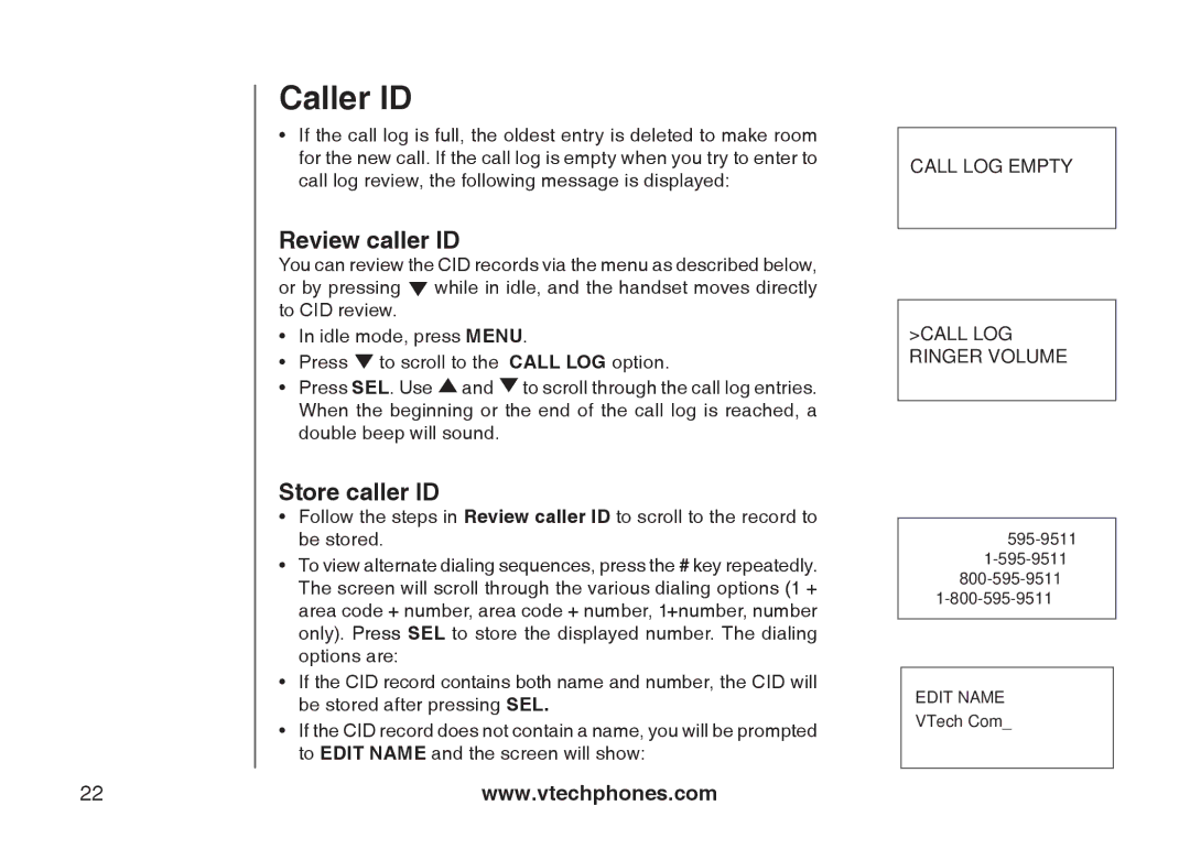 VTech i6775 user manual Review caller ID, Store caller ID 