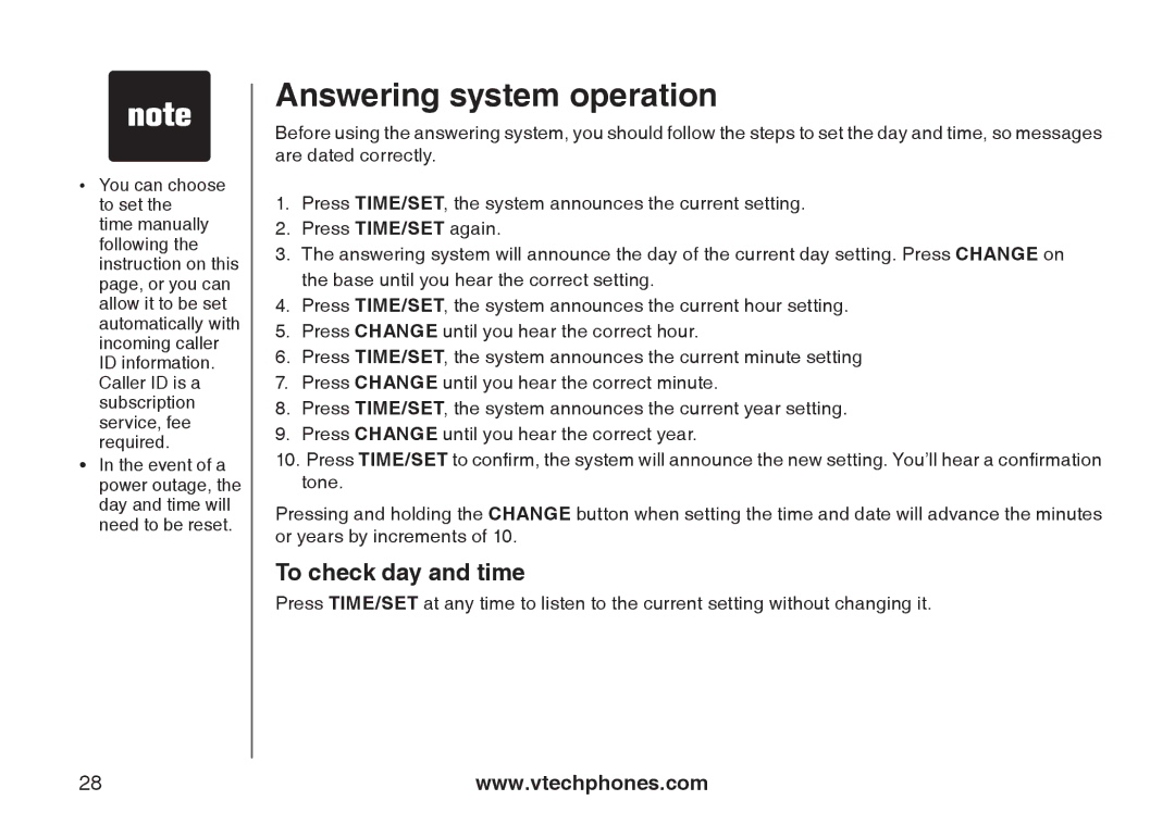 VTech i6775 user manual To check day and time 