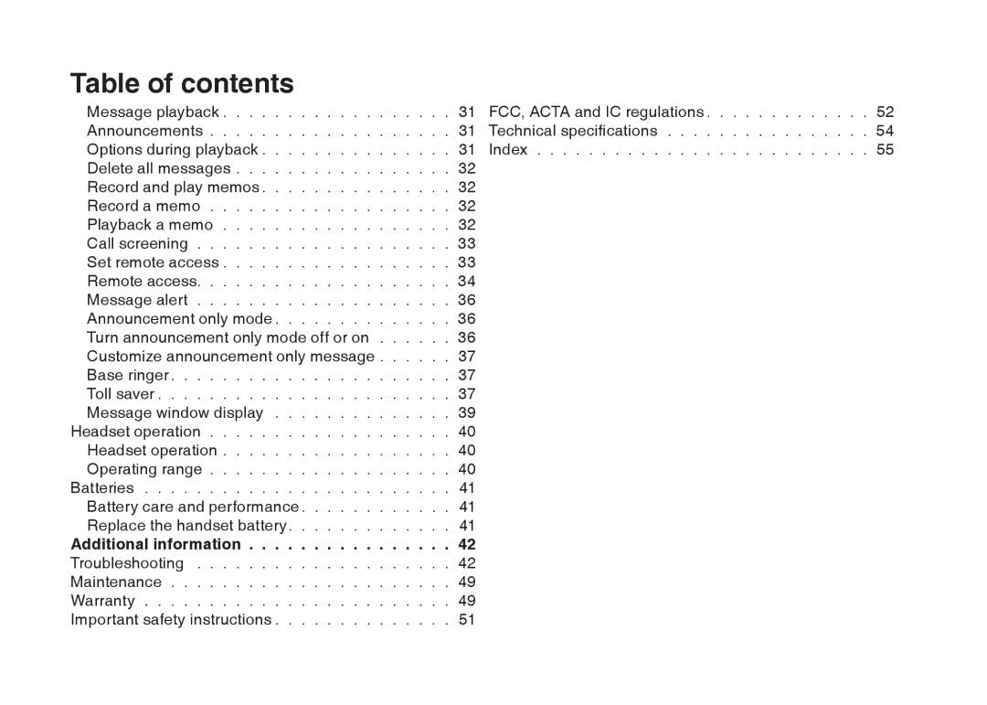 VTech i6775 user manual Additional information 