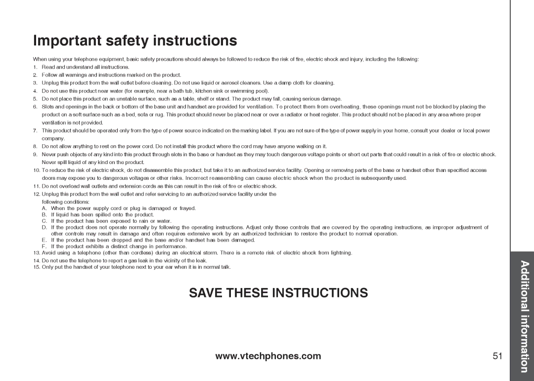 VTech i6775 user manual Important safety instructions 