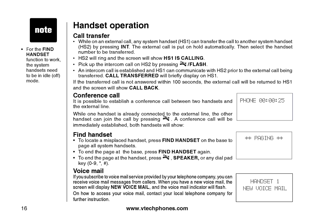 VTech I6785 manual Call transfer 