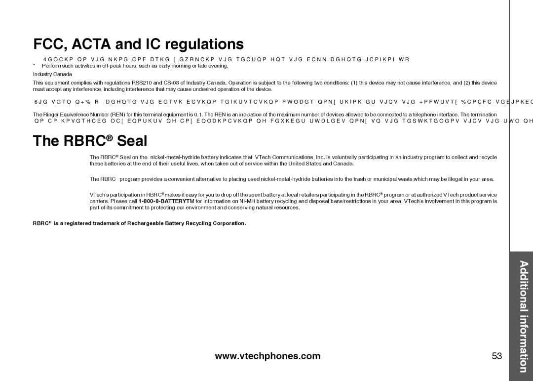 VTech I6785 manual Rbrc Seal 