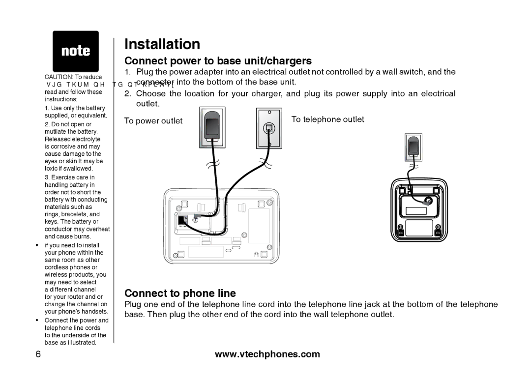 VTech I6785 manual Connect power to base unit/chargers, Connect to phone line 