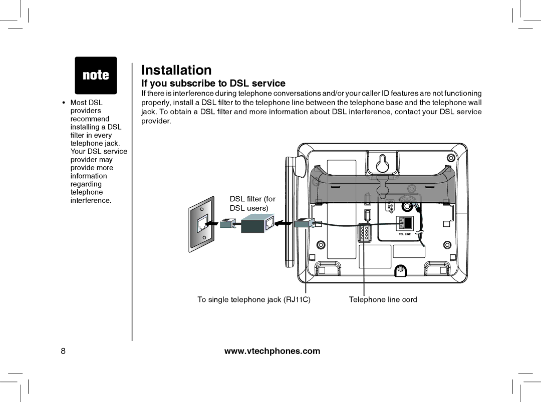 VTech I6778, I6788 important safety instructions If you subscribe to DSL service 